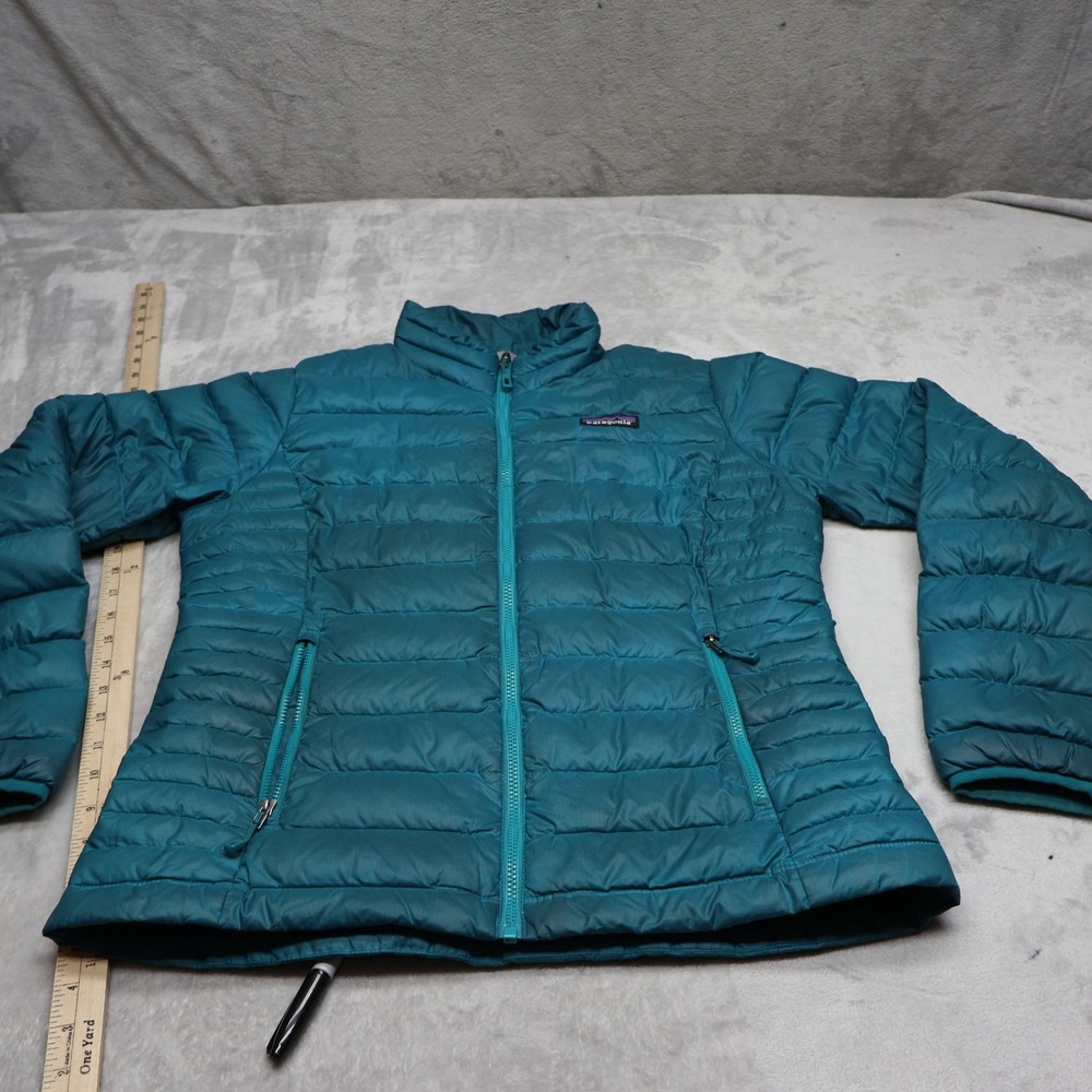Patagonia Down Sweater Jacket Womens Small Blue 800 Fill Insulated Quiled Puffer